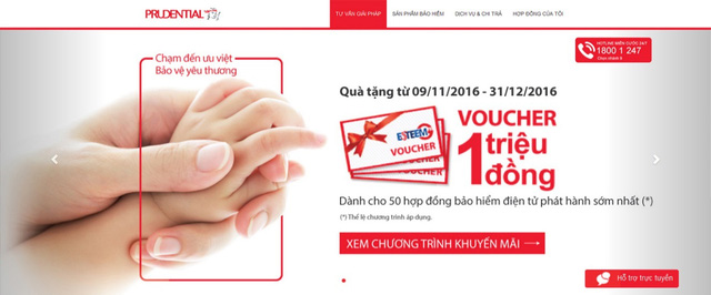 Giao diện trang thương mại điện tử ePrudential